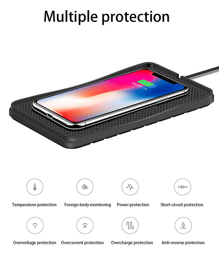 15W Car Anti-Slip Wireless Charging Pad – 2-in-1 Fast Charger