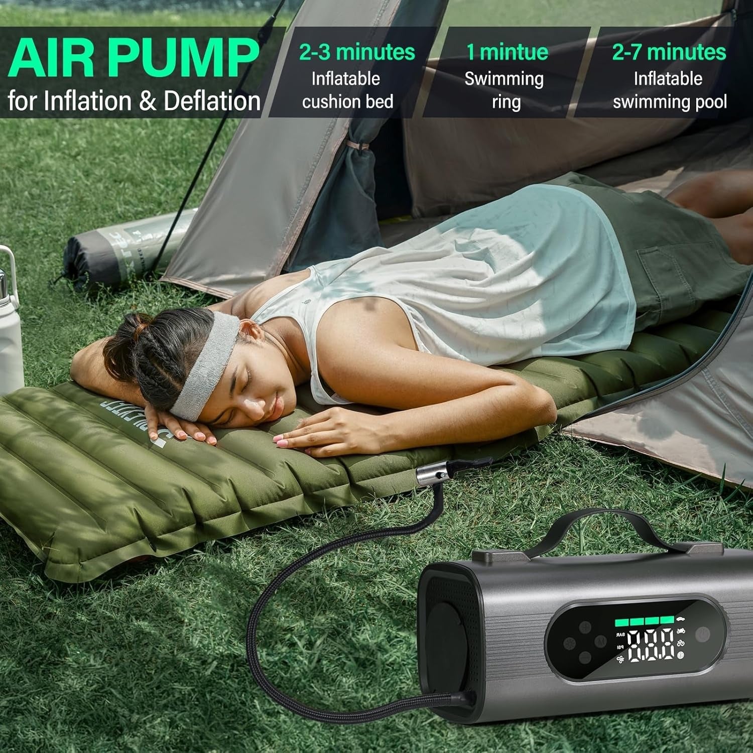 8-in-1 Portable Car Battery Starter with Air Compressor, Vacuum, and LCD Display – 1000A Jump Starter 12V